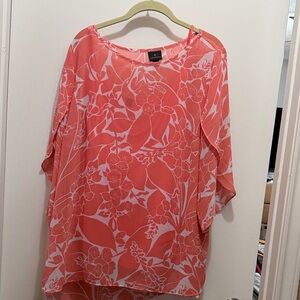 Women’s Coral Floral Sheer Blouse